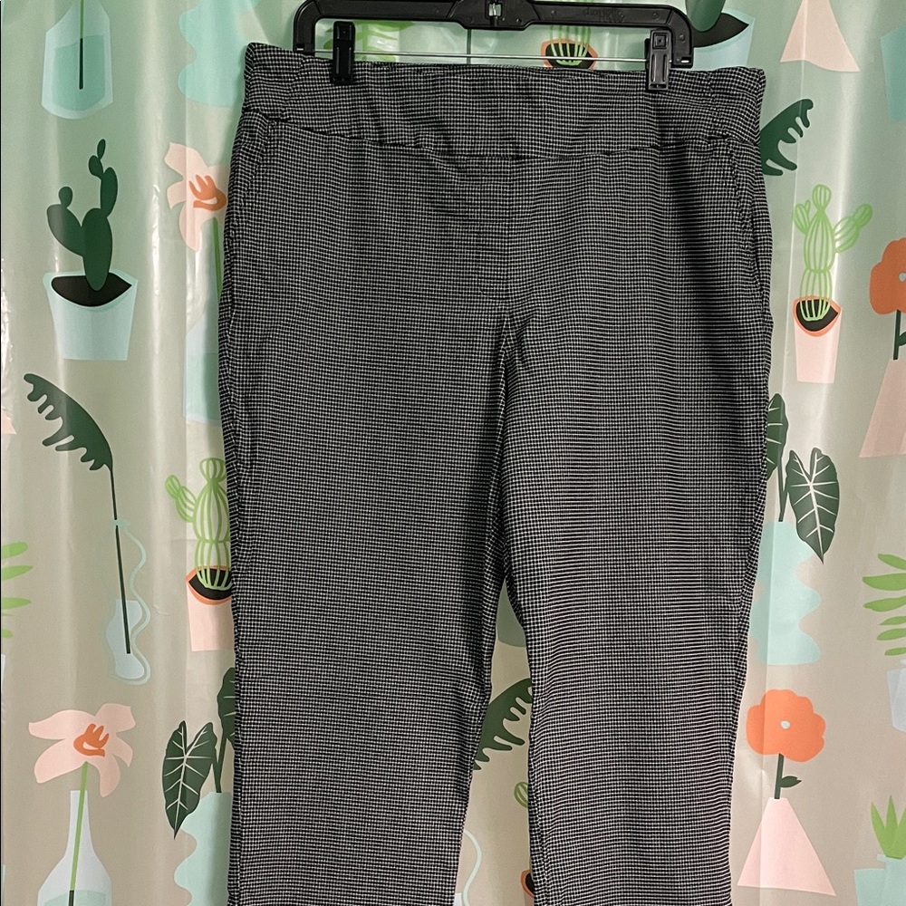 Black and White Micro-Check Pull-On Pants